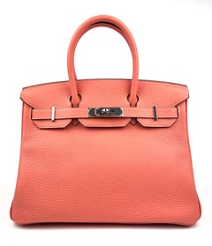 Hermes Birkin 30 Crevette Orange Pink Leather Palladium Hardware
