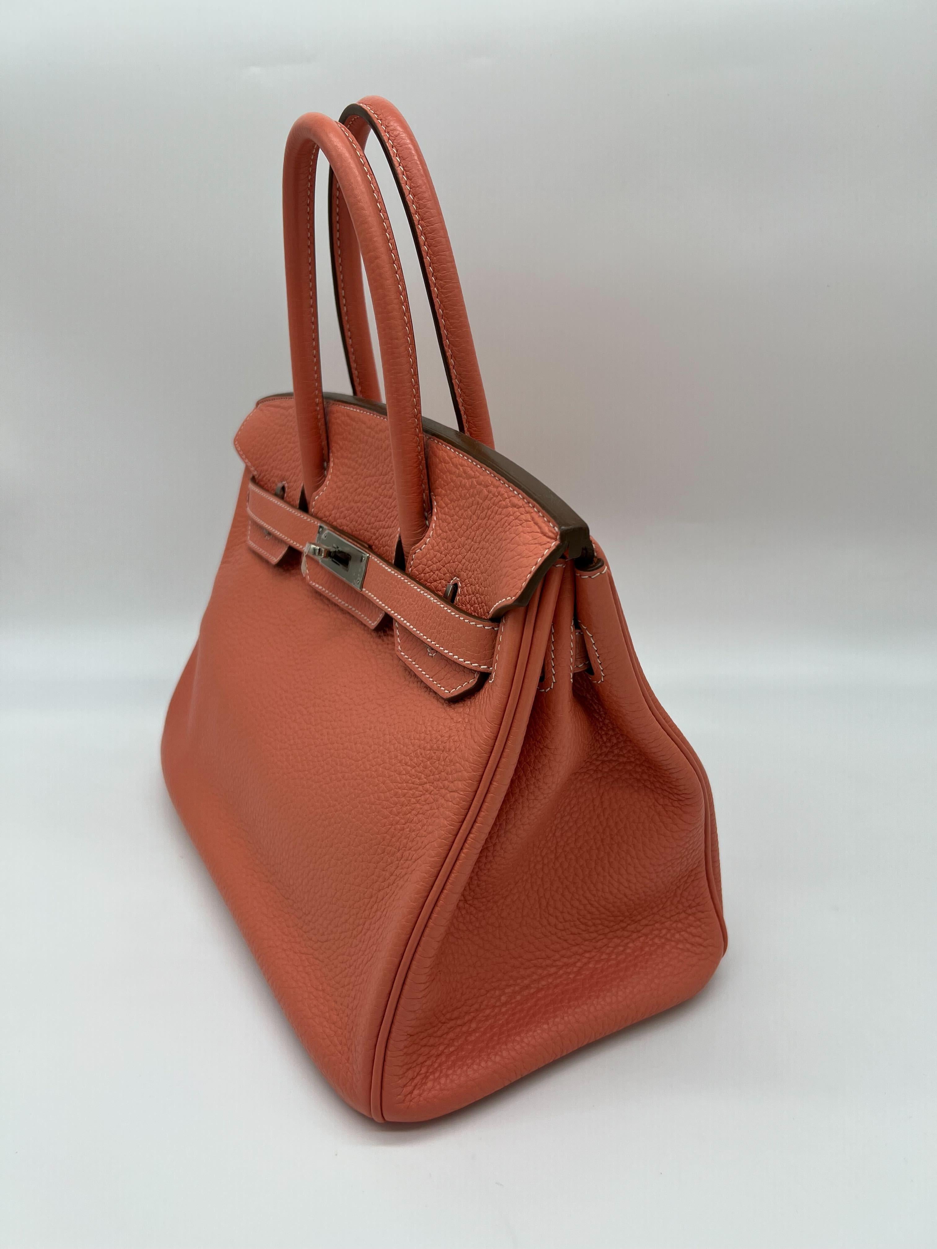 Hermes Birkin 30 Crevette Togo Palladium Hardware in vendita 1