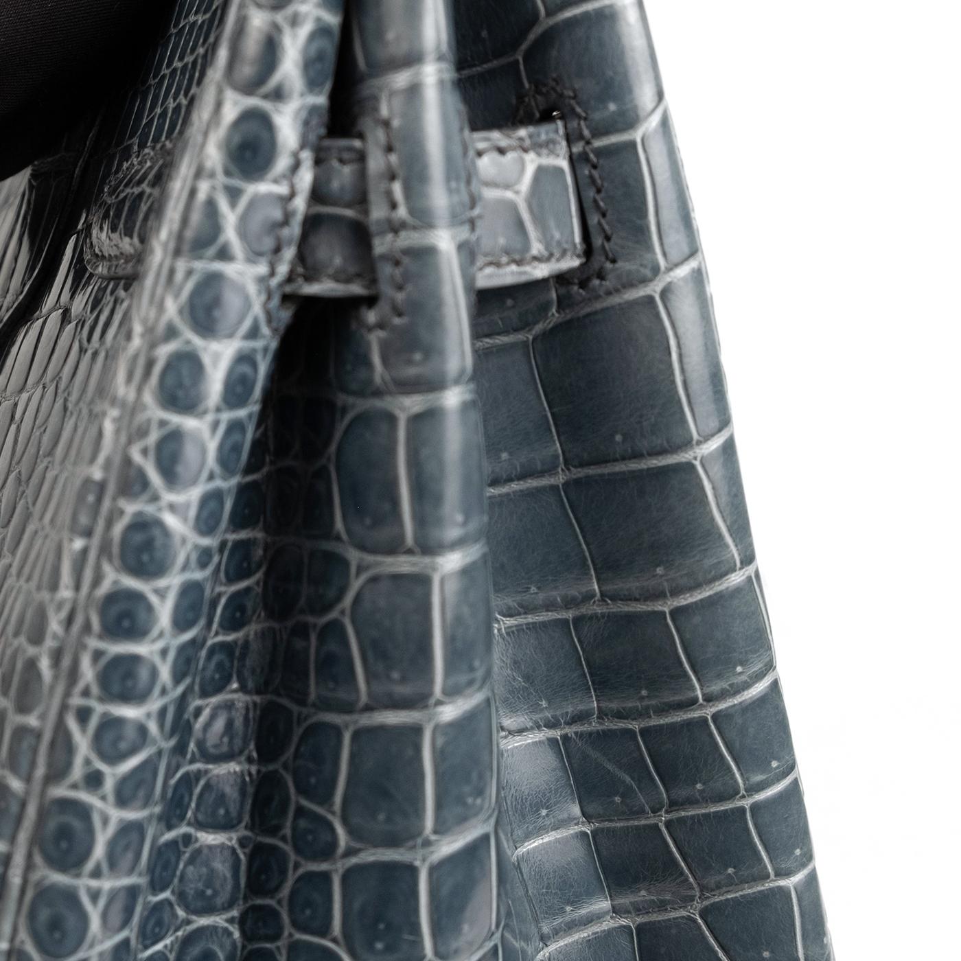 Hermes Birkin 30 Crocodile Leather Blue Jeans Gold Hardware Bag 1
