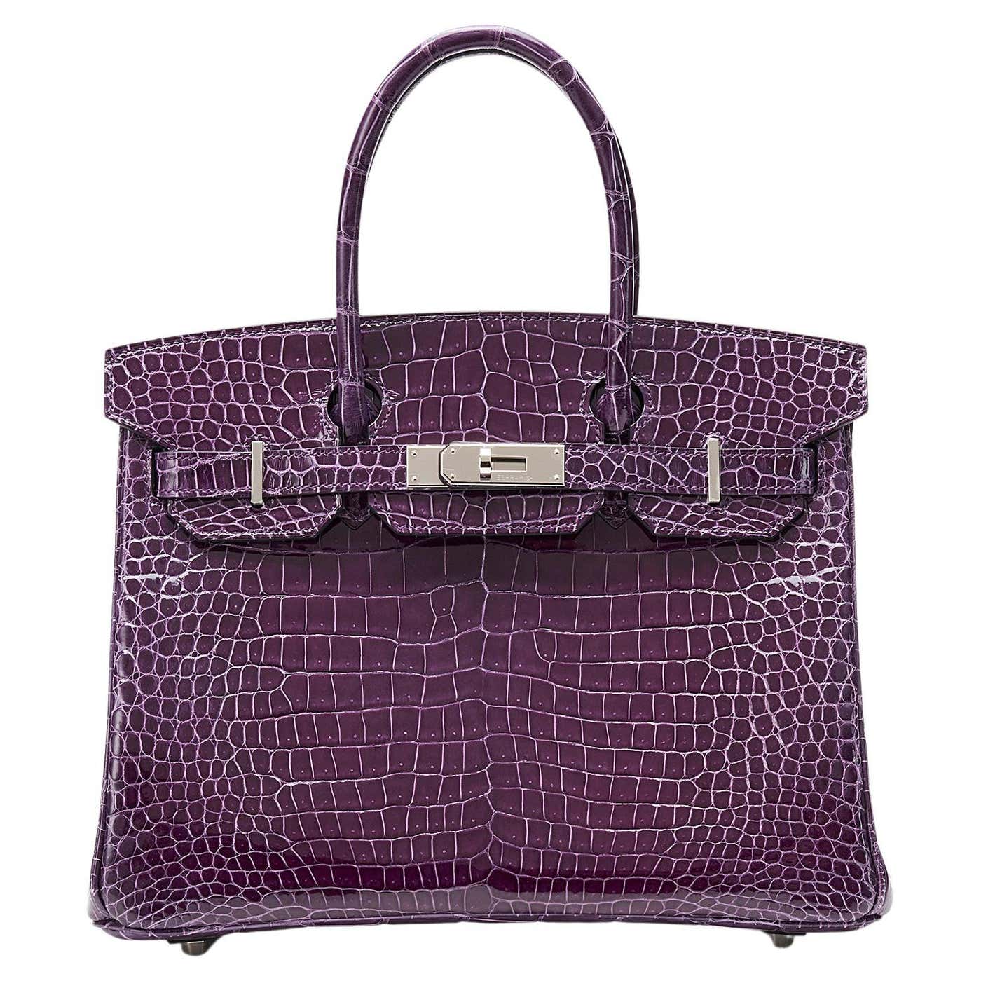 Hermès Birkin 30 Crocodile Porosus Lisse Cassis Palladium Hardware For ...