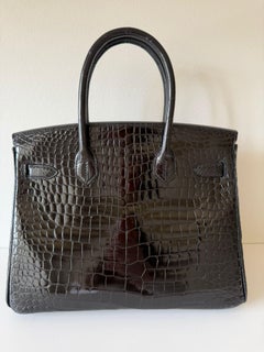 Hermès Birkin 30 Crocodile Porosus Lisse Noir/Black Palladium Hardware