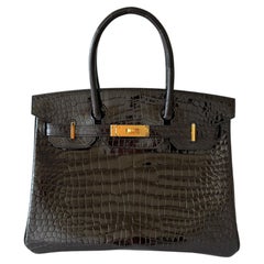 Hermès Birkin 30 Crocodile Porosus Lisse Noir/Black Palladium Hardware