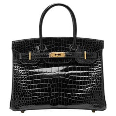 Hermès Birkin 30 Crocodile Porosus Lisse Noir/Black Palladium Hardware