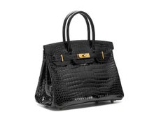Hermès Birkin 30 Crocodile Porosus Lisse Noir/Black Palladium Hardware