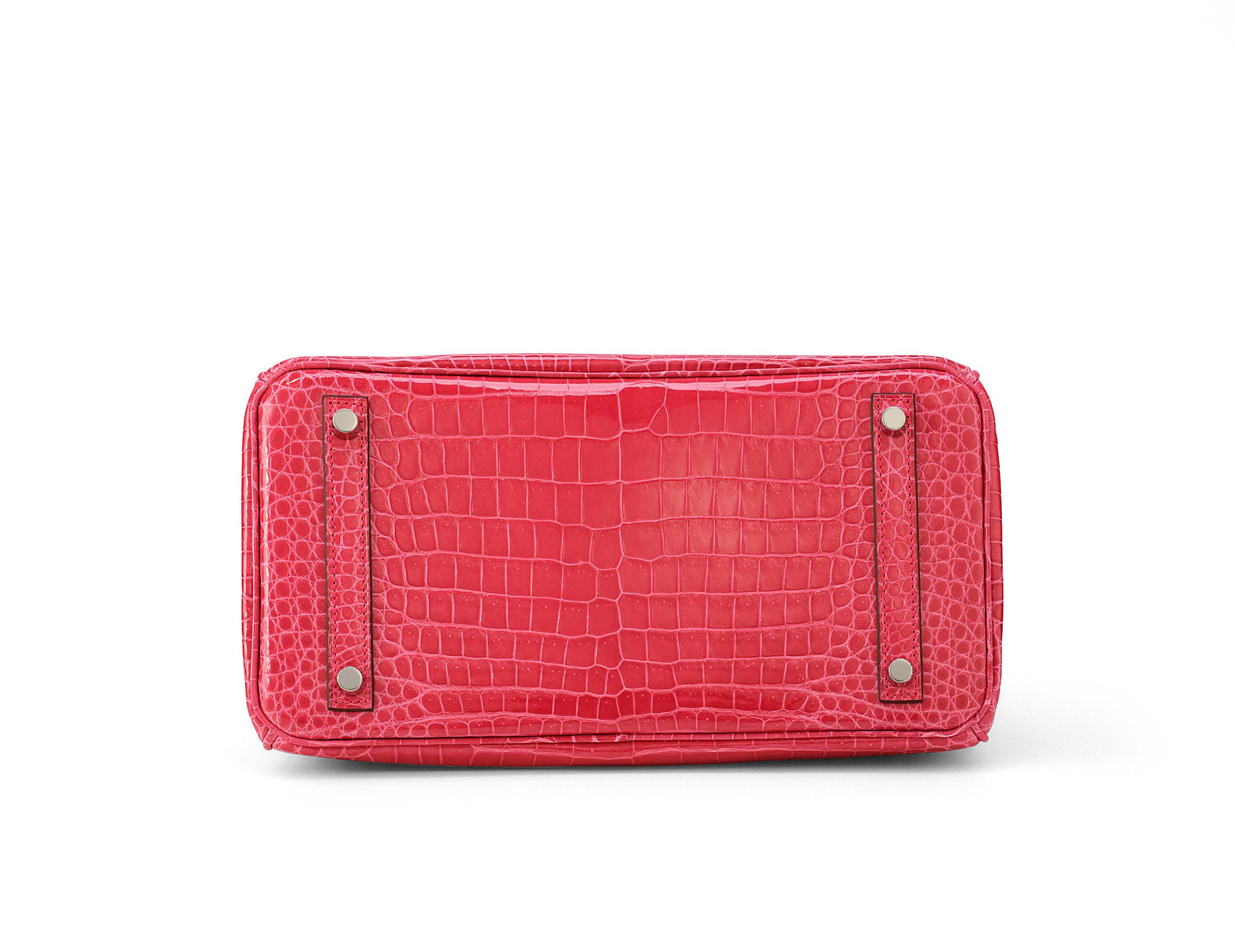 Hermès Birkin 30 Crocodile Porosus Lisse Rose Extreme Palladium Hardware In New Condition For Sale In Berlin, DE