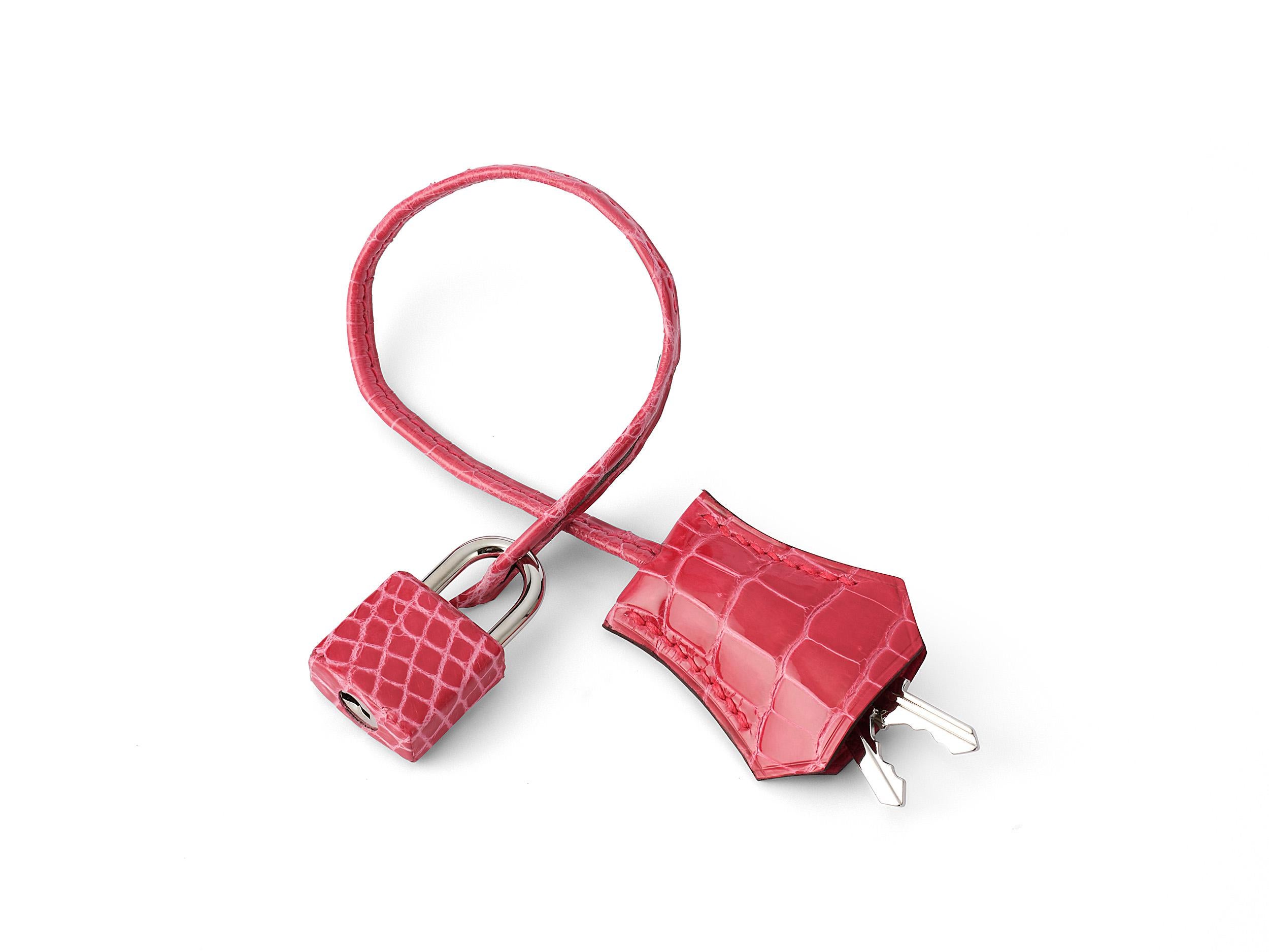 Hermès Birkin 30 Crocodile Porosus Lisse Rose Extreme Palladium Hardware For Sale 4