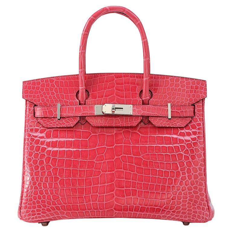 Hermès Birkin 30 Crocodile Porosus Lisse Rose Extreme Palladium