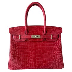 Hermès Birkin 30 Crocodile Porosus Lisse Rose Extreme Palladium Hardware