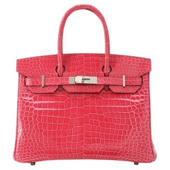Hermès Birkin 30 Crocodile Porosus Lisse Rose Extreme Palladium Hardware