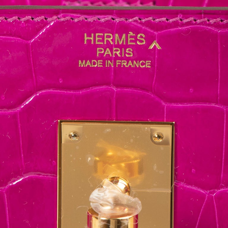 Hermès Birkin 30 Crocodile Porosus GHW Vert Anis / Rose Sheherazade