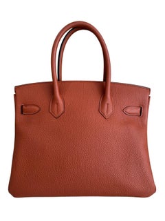 Hermes Birkin 30 Cuivre Orange Togo Leather Gold Hardware Top Handle Bag