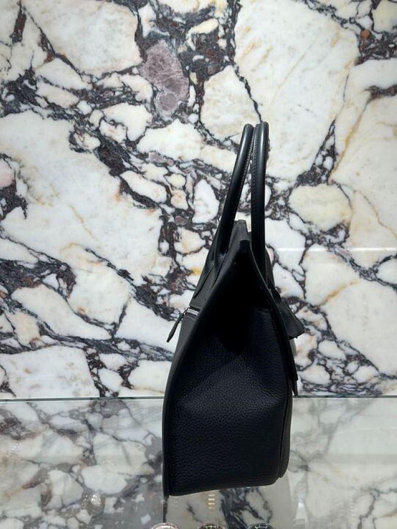 Hermès Noir Birkin 30 En Veau Desordre Togo et Swift Palladium Hardware en vente 1