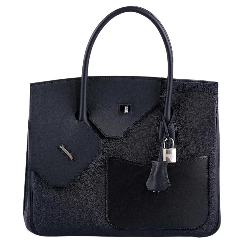 Hermès Noir Birkin 30 En Veau Desordre Togo et Swift Palladium Hardware en vente