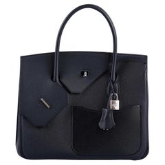 Hermès Noir Birkin 30 En Veau Desordre Togo and Swift Palladium Hardware