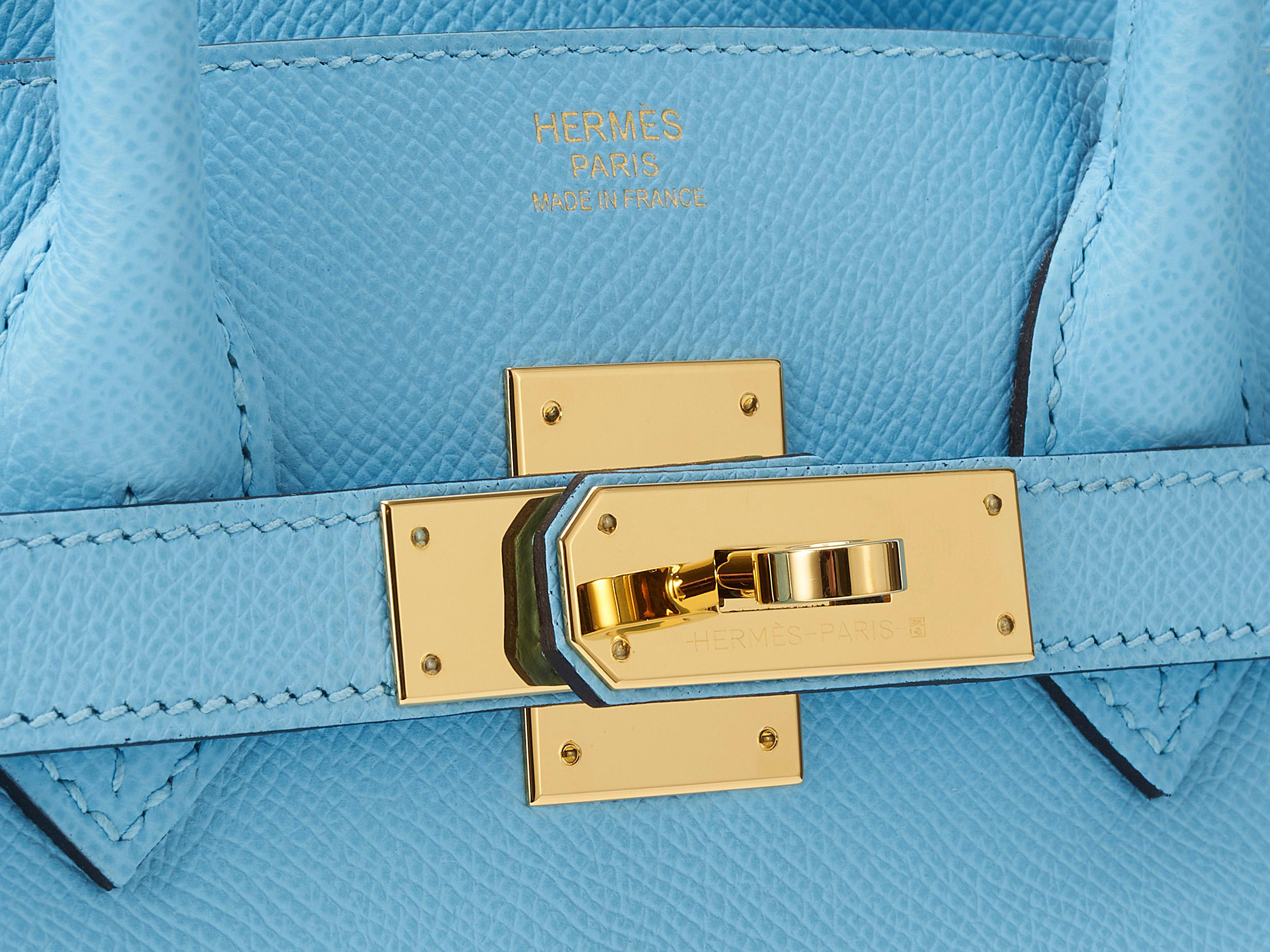 Women's or Men's Hermès Birkin 30 Epsom Bleu Celeste Gold Hardware For Sale