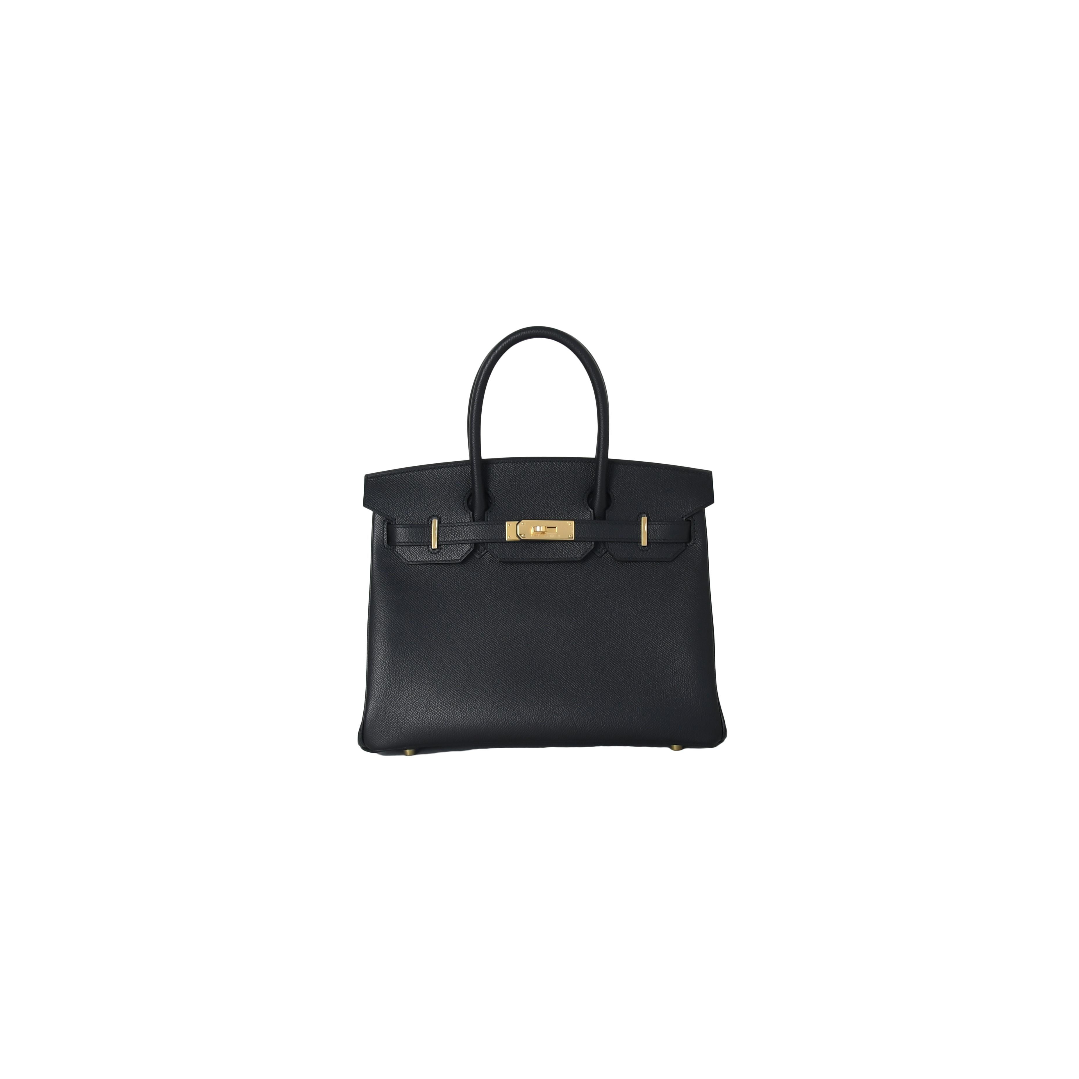 Women's or Men's Hermes Birkin 30 Epsom Gold Hardware Black For Sale