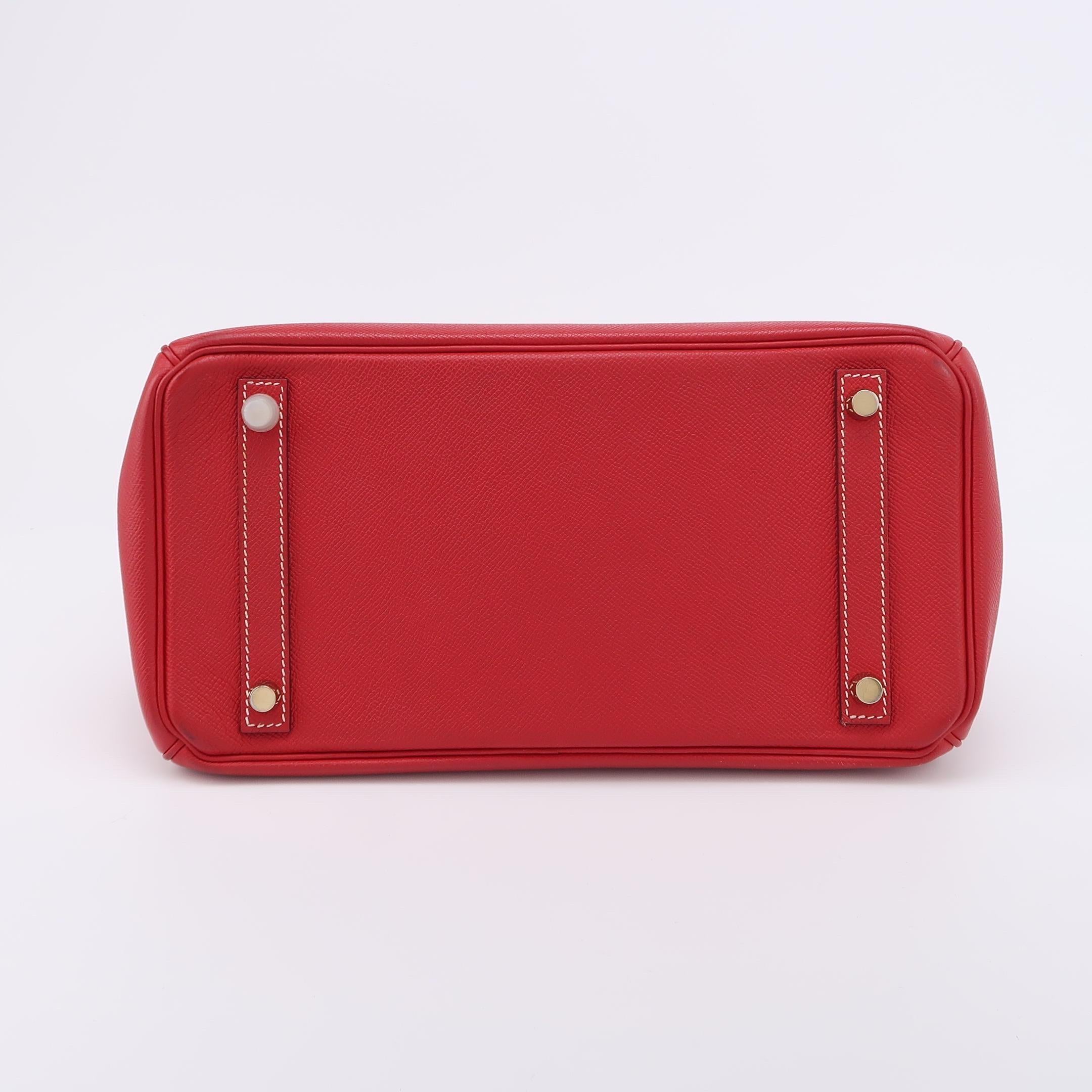 Hermes Birkin 30 Epsom Leather Red Rouge Casaque Gold Hardware 2012 In Good Condition In AUBERVILLIERS, FR