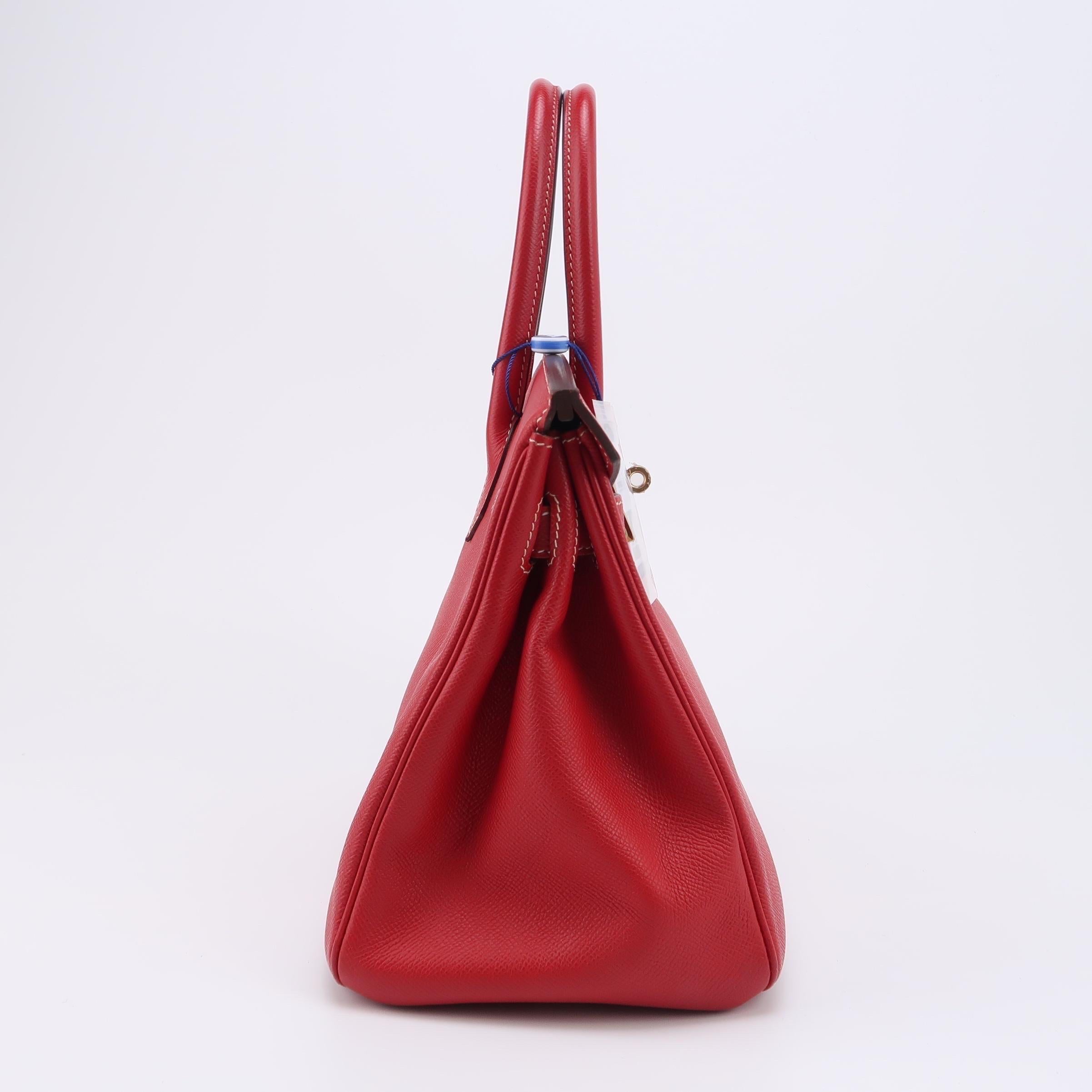 Women's or Men's Hermes Birkin 30 Epsom Leather Red Rouge Casaque Gold Hardware 2012
