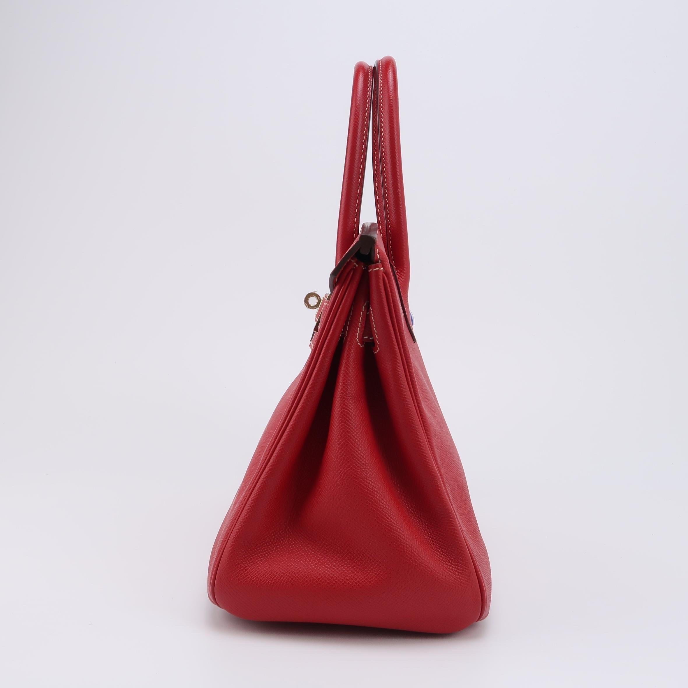 Hermes Birkin 30 Epsom Leather Red Rouge Casaque Gold Hardware 2012 5
