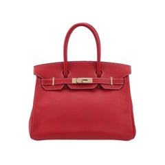 Hermes Birkin 30 Epsom Leather Red Rouge Casaque Gold Hardware 2012