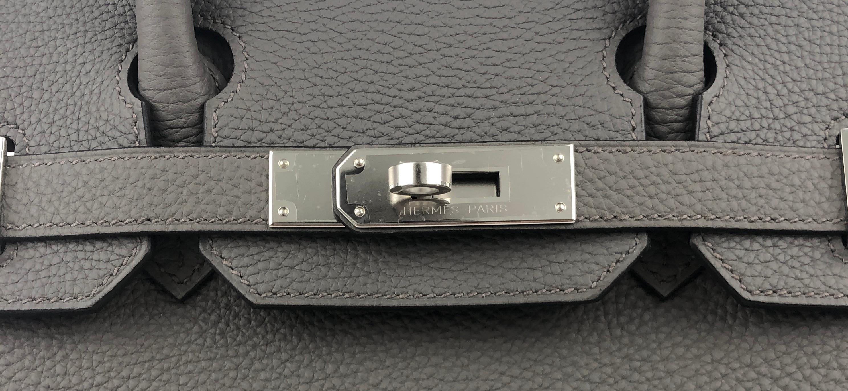 Women's or Men's Hermes Birkin 30 Etain Gray Grey Togo Palladium Hardware NEW