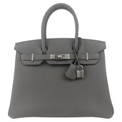 Hermes Birkin 30 Etain Gray Grey Togo Palladium Hardware NEW