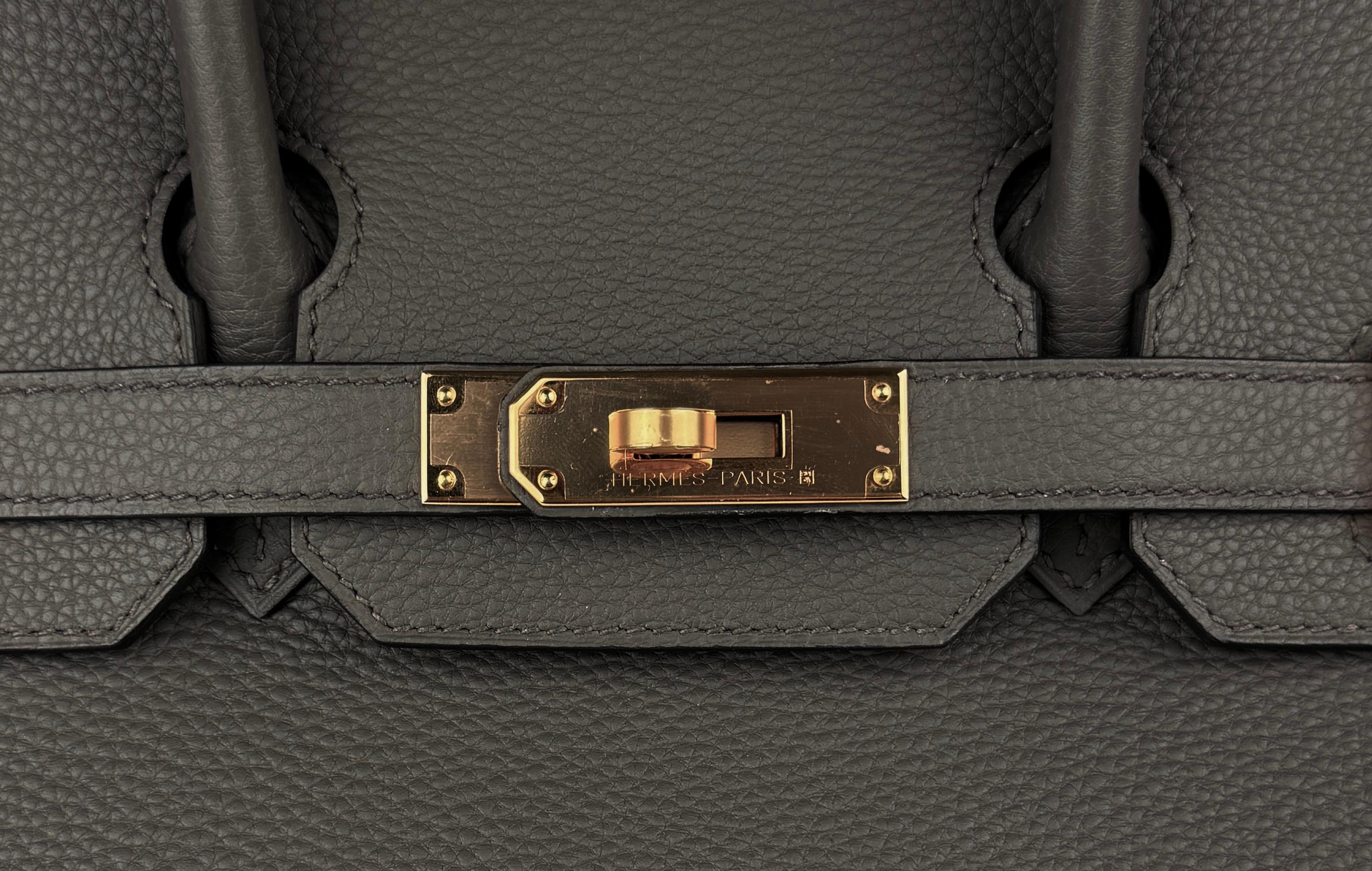 Women's or Men's Hermes Birkin 30 Etain Grey Gray Gris Togo Leather Rose Gold Hardware Handbag  For Sale