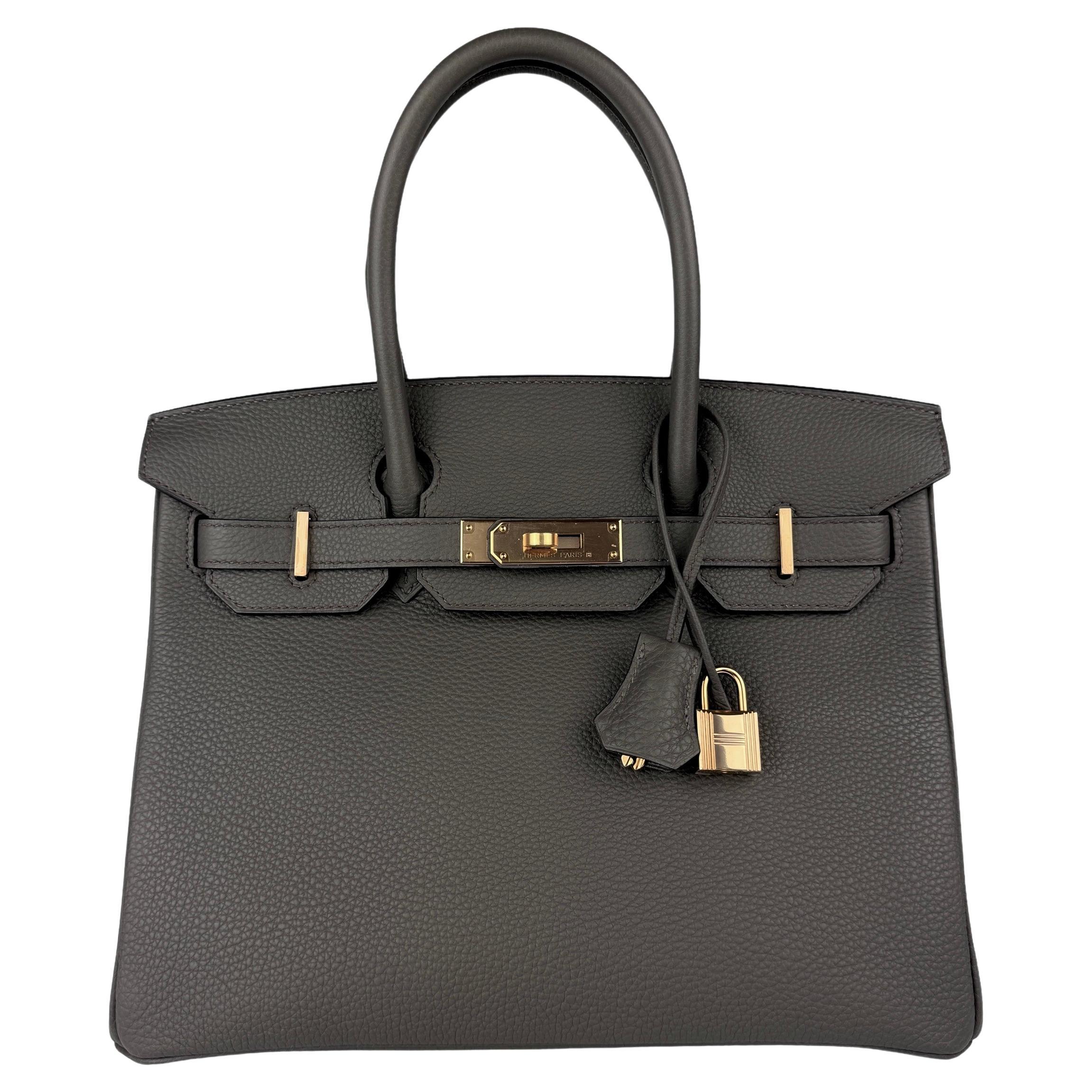 Hermes Birkin 30 Etain Grey Gray Gris Togo Leather Rose Gold Hardware Handbag  For Sale