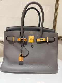 Hermes Birkin 30 Etain togo gold hardware handbag