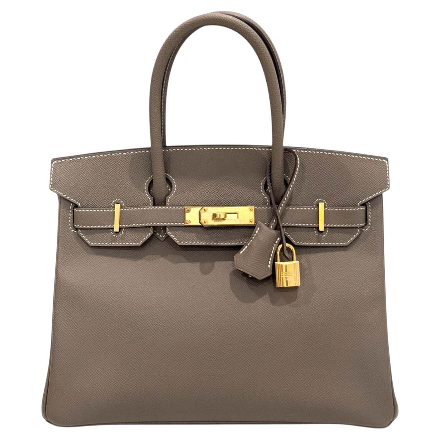 Hermes Birkin 30 Etoupe Epsom leather handbag with gold hardware — Hermès
