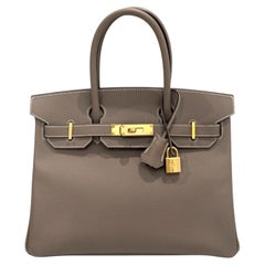 Hermès Birkin 30 Etoupe in pelle Epsom con finiture dorate