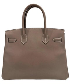Hermes Birkin 30 Etoupe Gray Epsom Leather Gold Hardware Top Handle Bag
