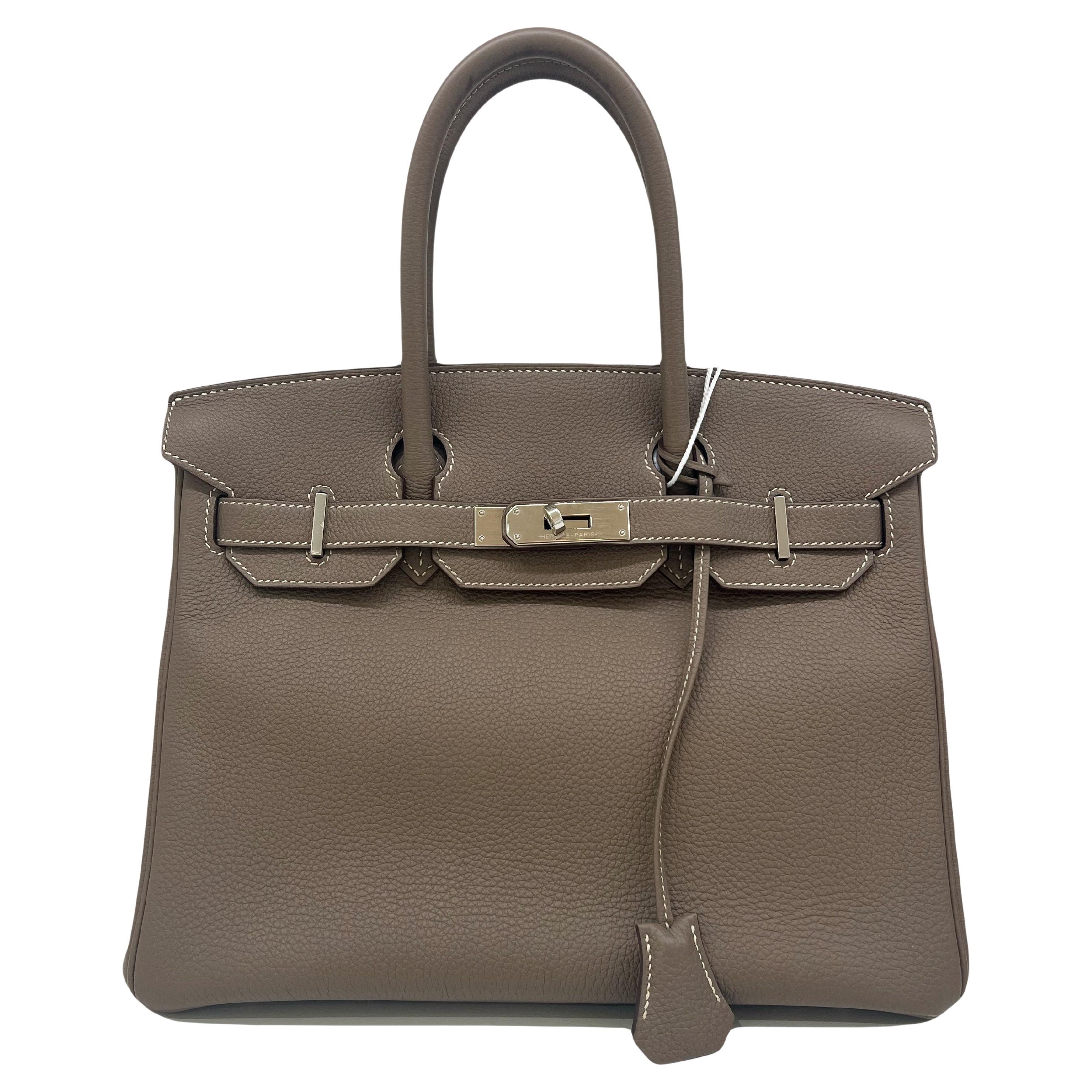 Hermes Birkin 30 Etoupe PHW Stamp A For Sale