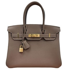 Hermès Birkin 30 Etoupe Togo Leather With Gold Hardware Handbag