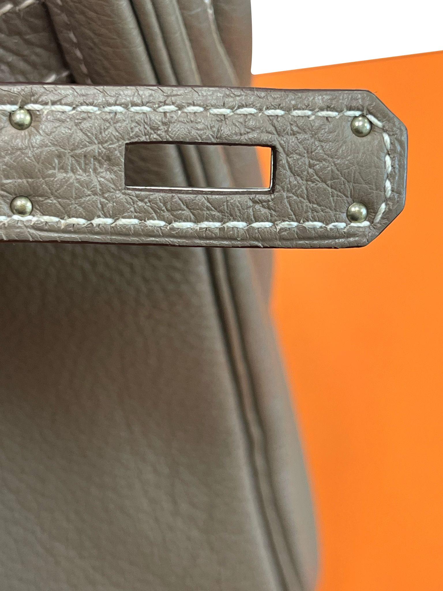 Hermes Birkin 30 Etoupe Togo Leather with Palladium Hardware Handbag 14
