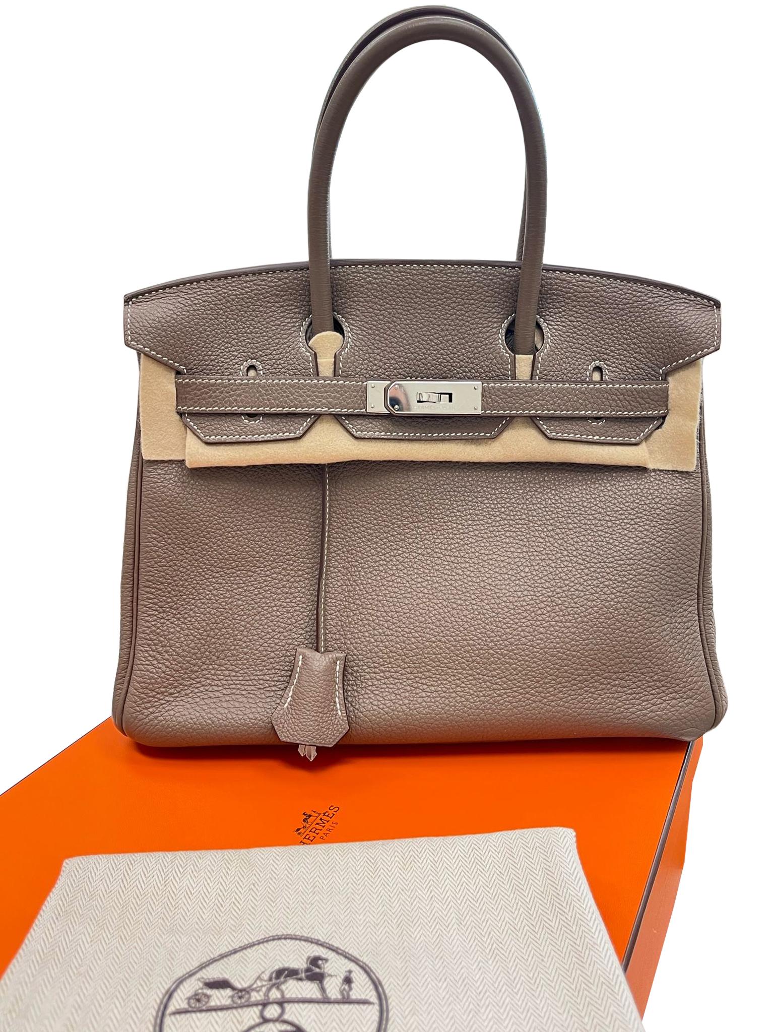 Women's Hermes Birkin 30 Etoupe Togo Leather with Palladium Hardware Handbag