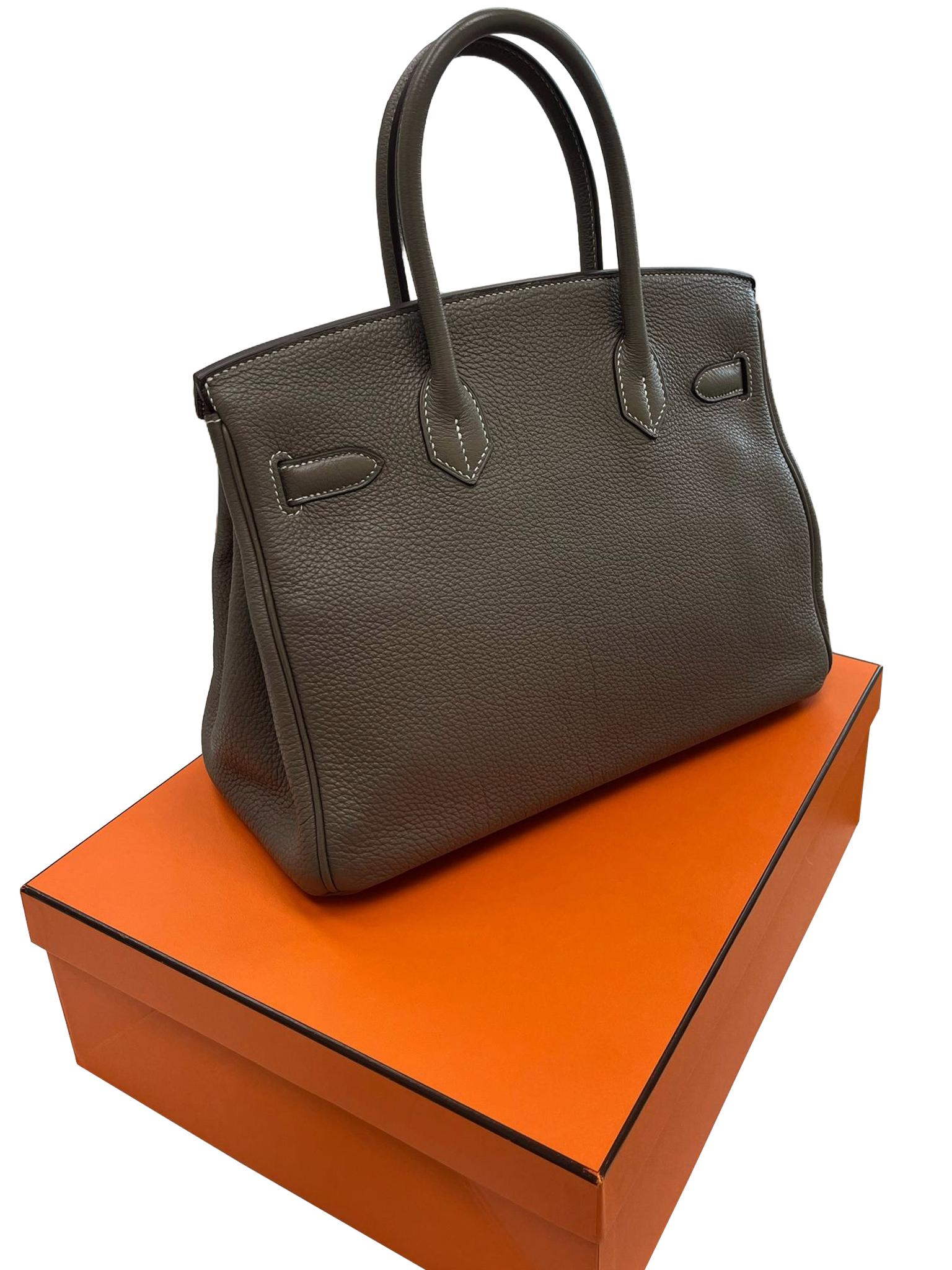 Hermes Birkin 30 Etoupe Togo Leather with Palladium Hardware Handbag 4