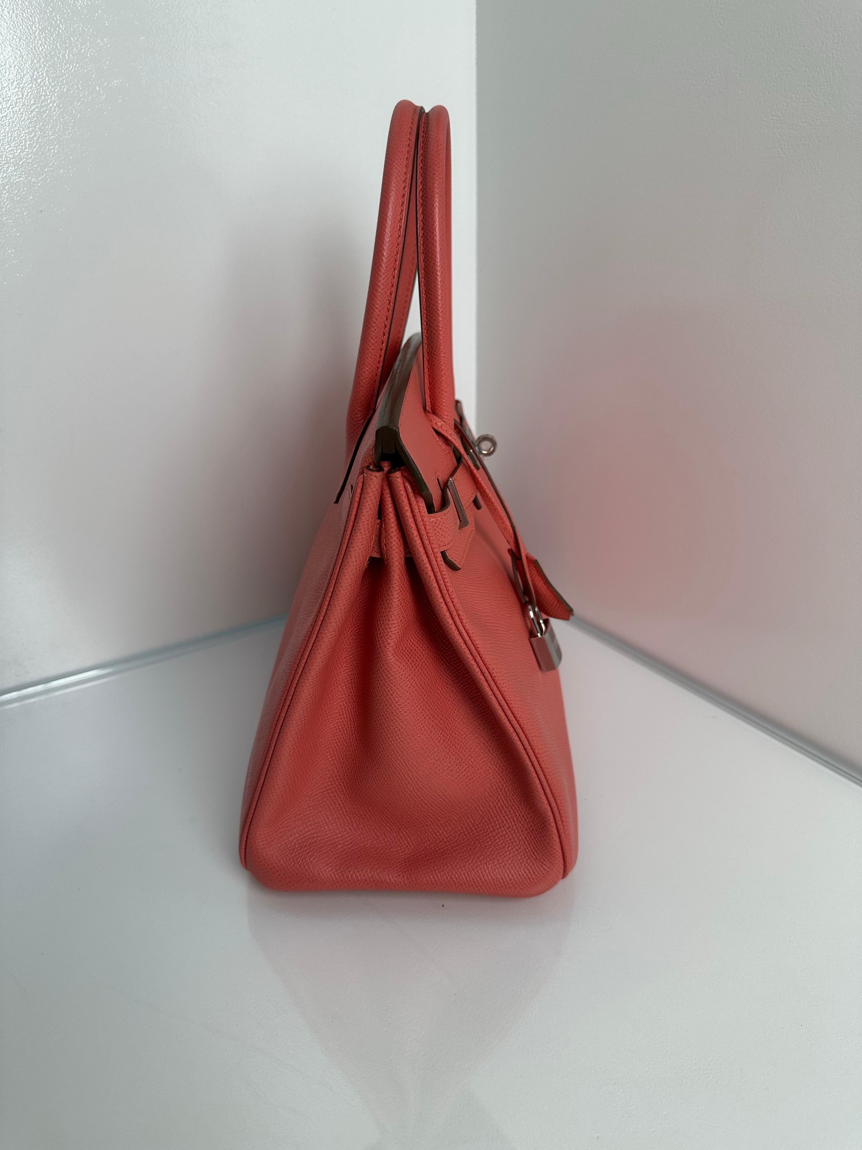 Hermes Birkin 30 Flamingo Epsom Palladium Hardware 2