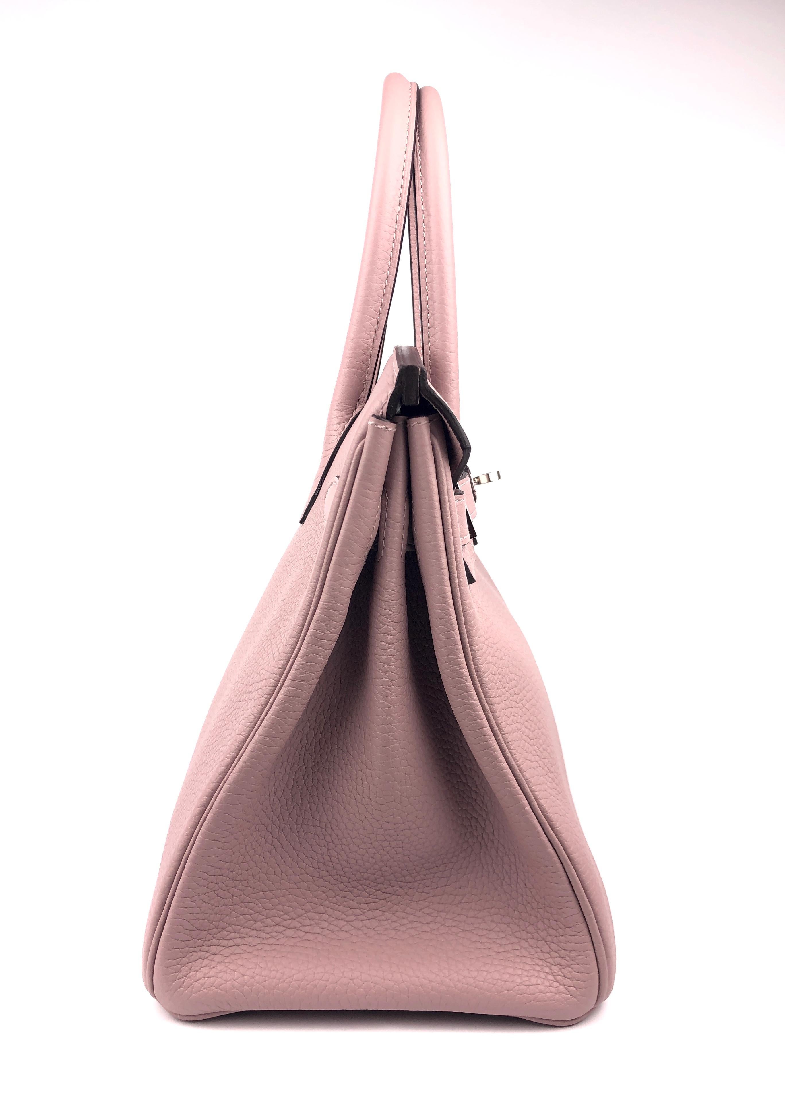 Hermes Birkin 30 Glycine Togo Leather Palladium Hardware Handbag Bag In Excellent Condition In Miami, FL
