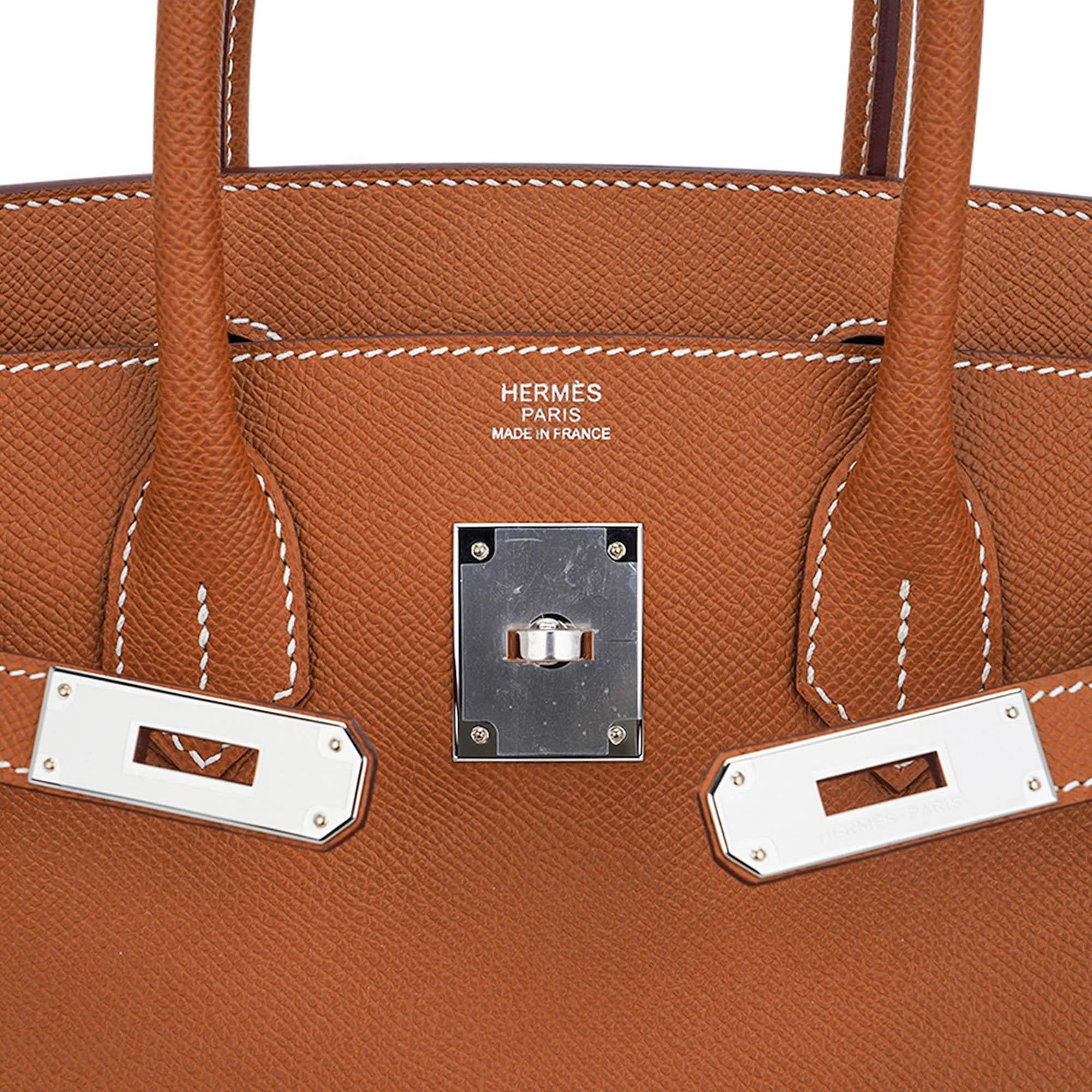 Hermes Birkin 30 Gold Bag Epsom Palladium Hardware en vente 3