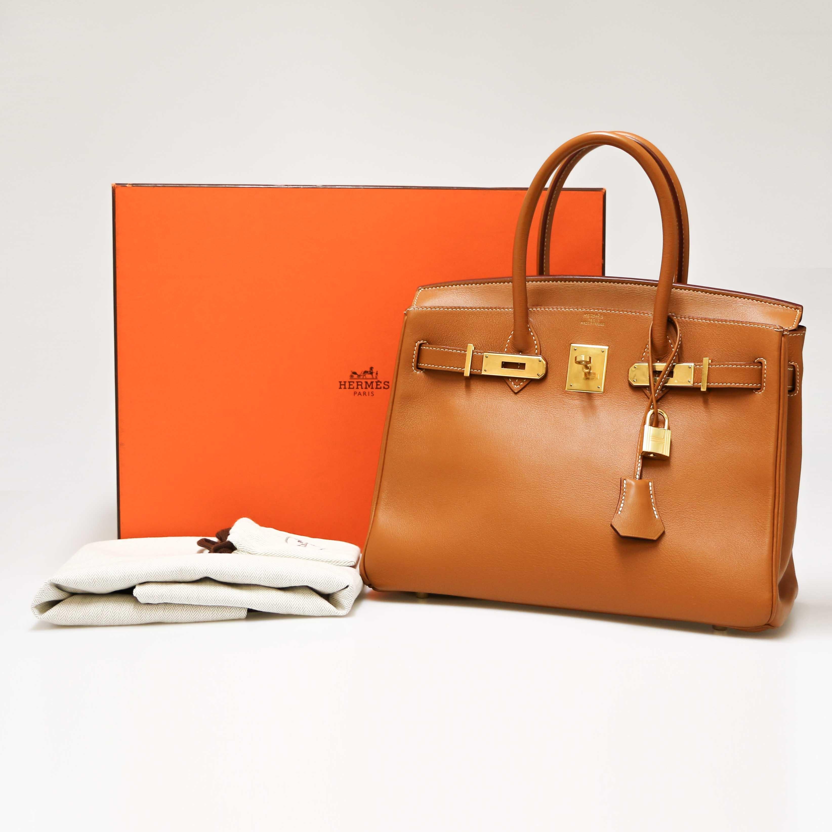 Hermès Birkin 30 in pelle oro swift in vendita 6