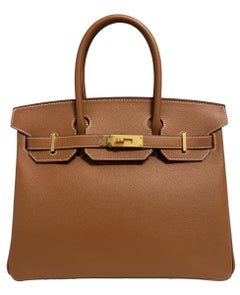 Hermes Birkin 30 Gold Camel Tan Epsom Leather Gold Hardware RARE