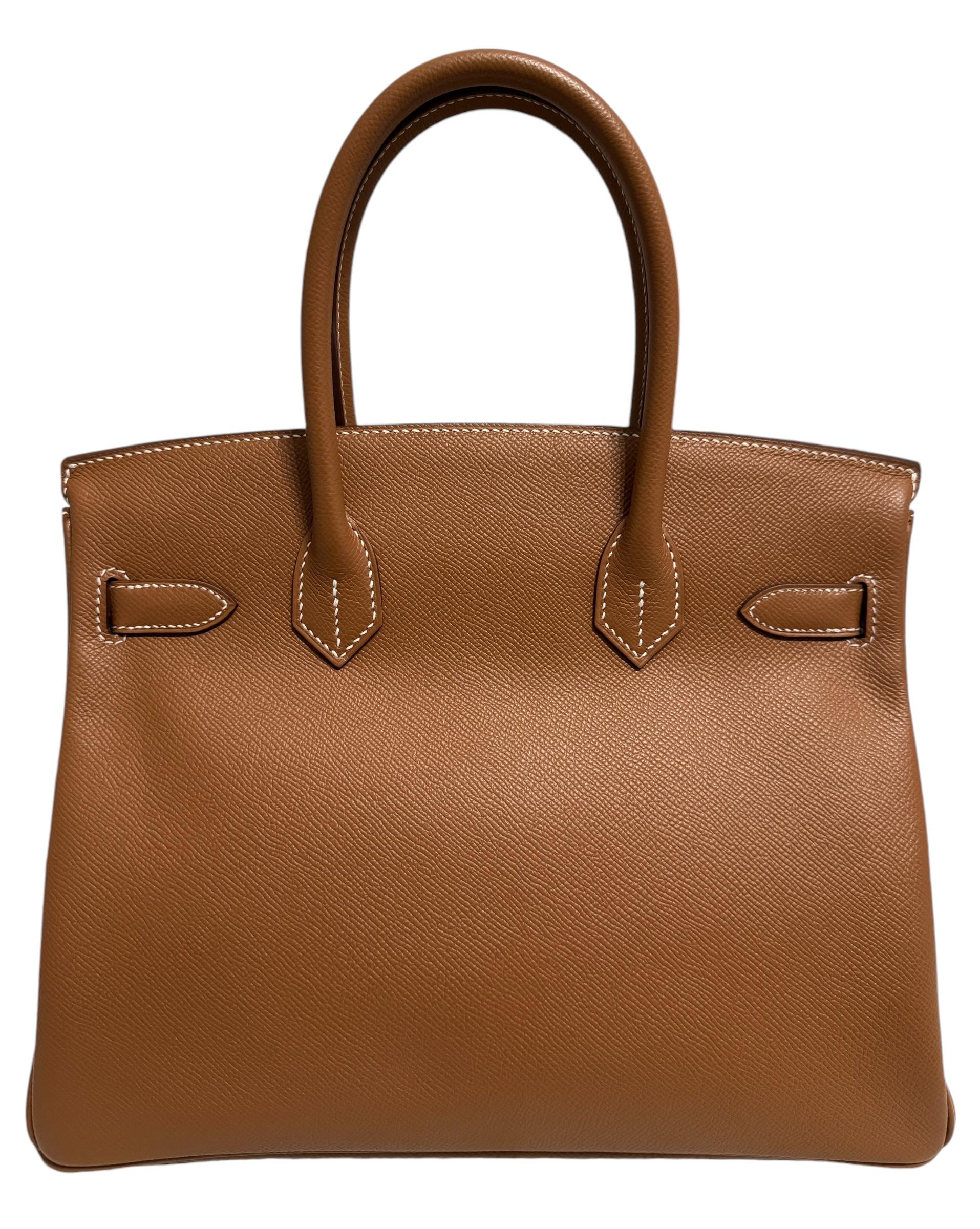 Hermes Birkin 30 Oro Camel Tan Epsom Cuero Herrajes de Oro RARO en Nuevo Estado en Miami, FL