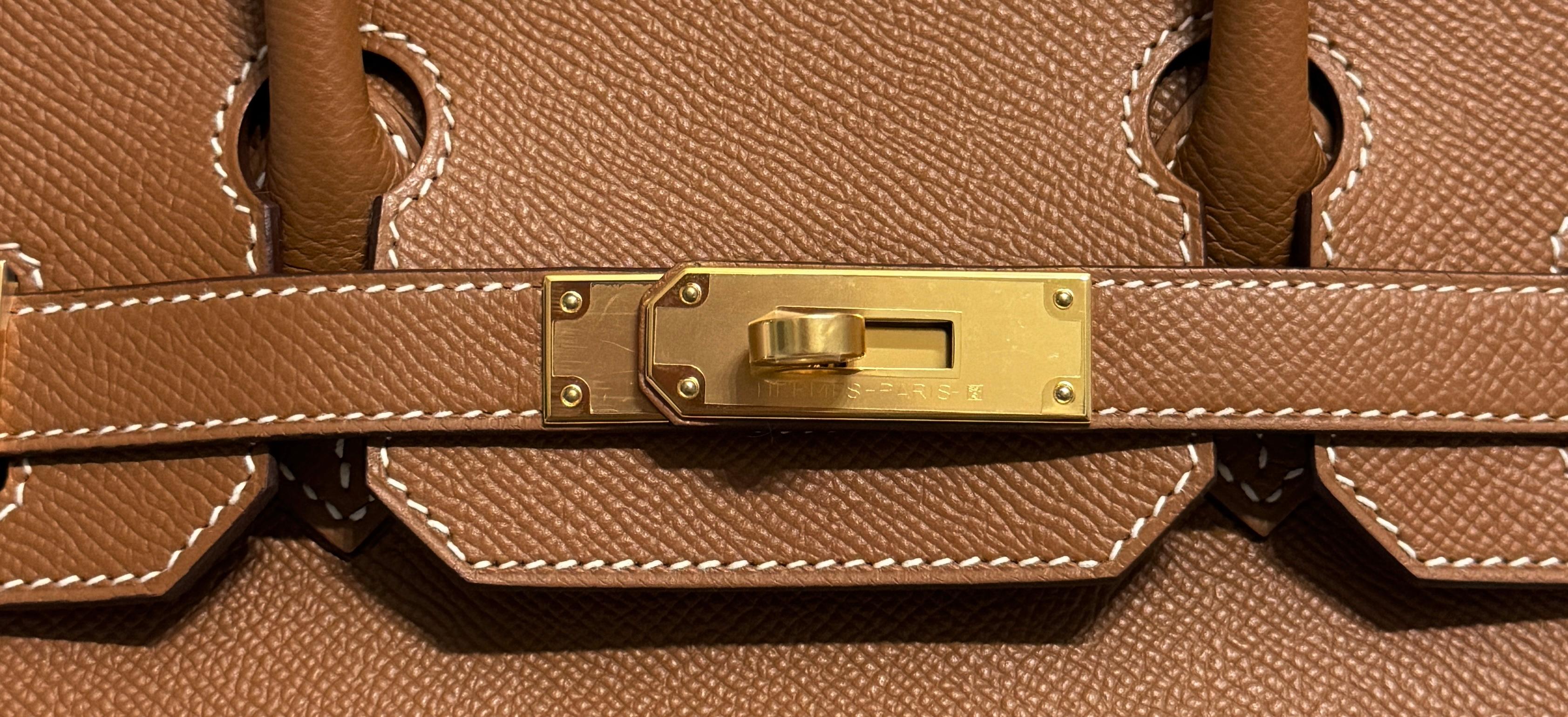 Femenino o masculino Hermes Birkin 30 Oro Camel Tan Epsom Cuero Herrajes de Oro RARO