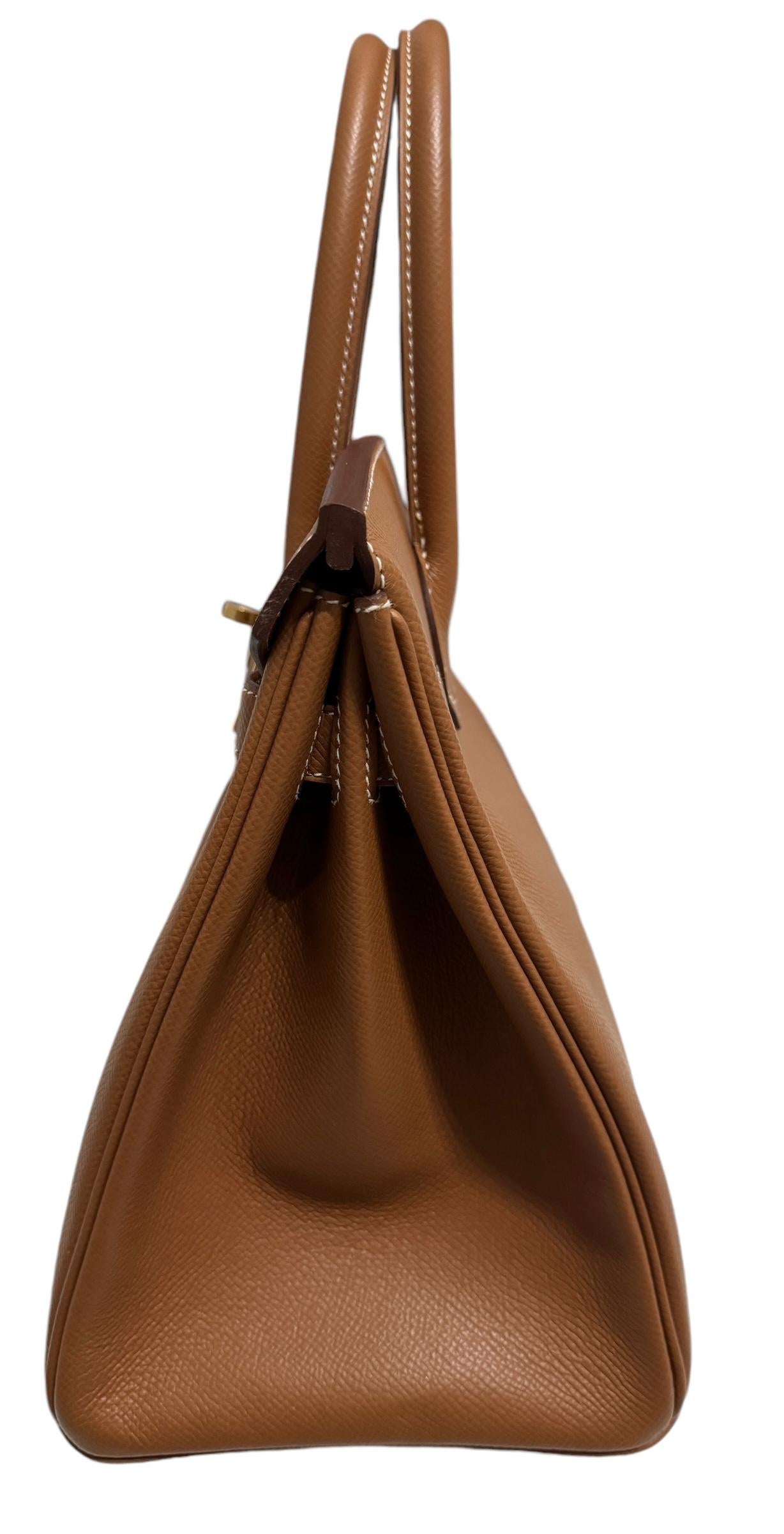 Hermes Birkin 30 Oro Camel Tan Epsom Cuero Herrajes de Oro RARO 1