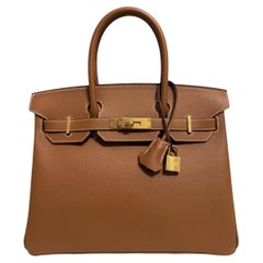 Hermes Birkin 30 Gold Camel Tan Epsom Leather Gold Hardware RARE