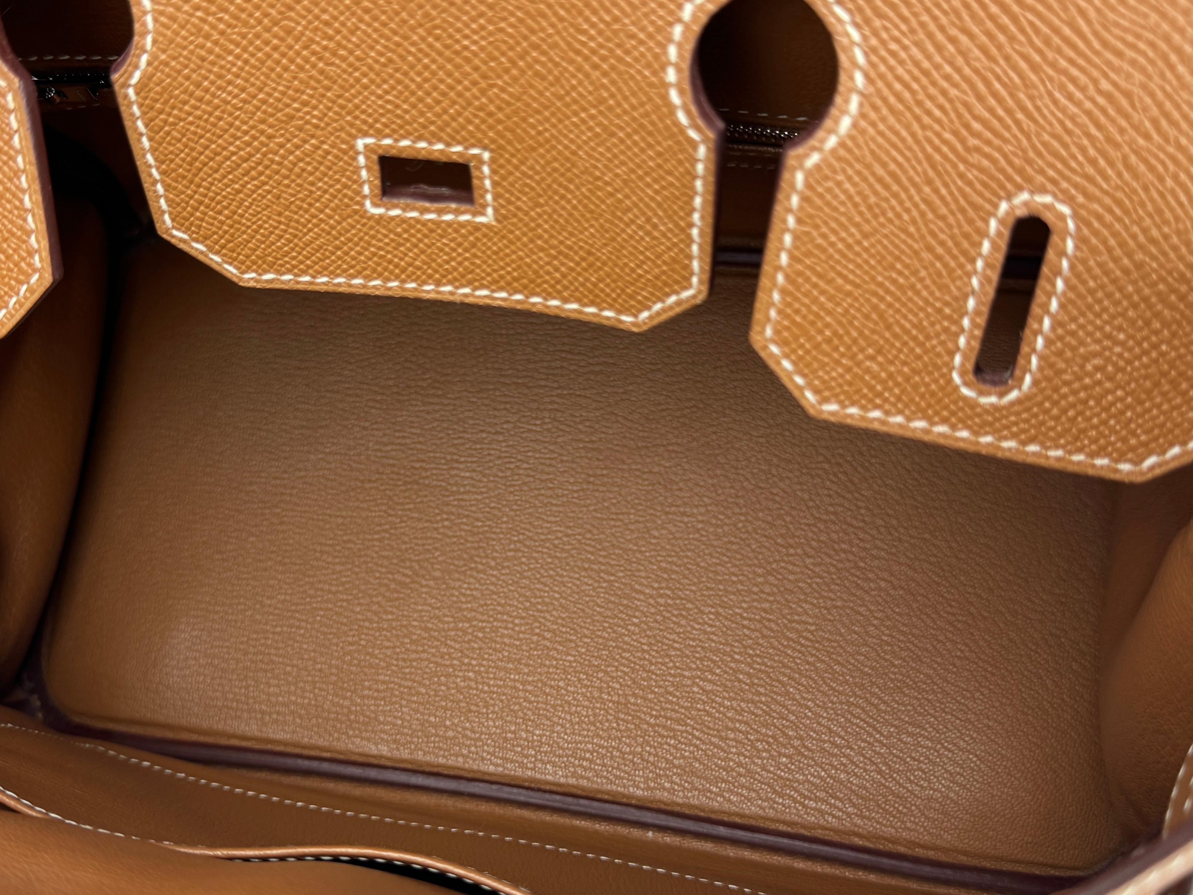 Brown Hermes Birkin 30 Gold Tan Camel Epsom Leather Palladium Hardware