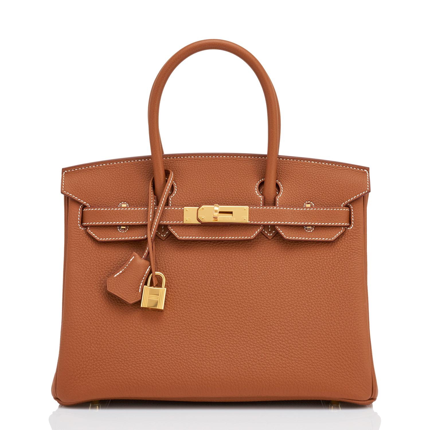 Marrone Hermes Birkin 30 Oro Tan Togo Borsa con Hardware Oro con Timbro, 2024 in vendita