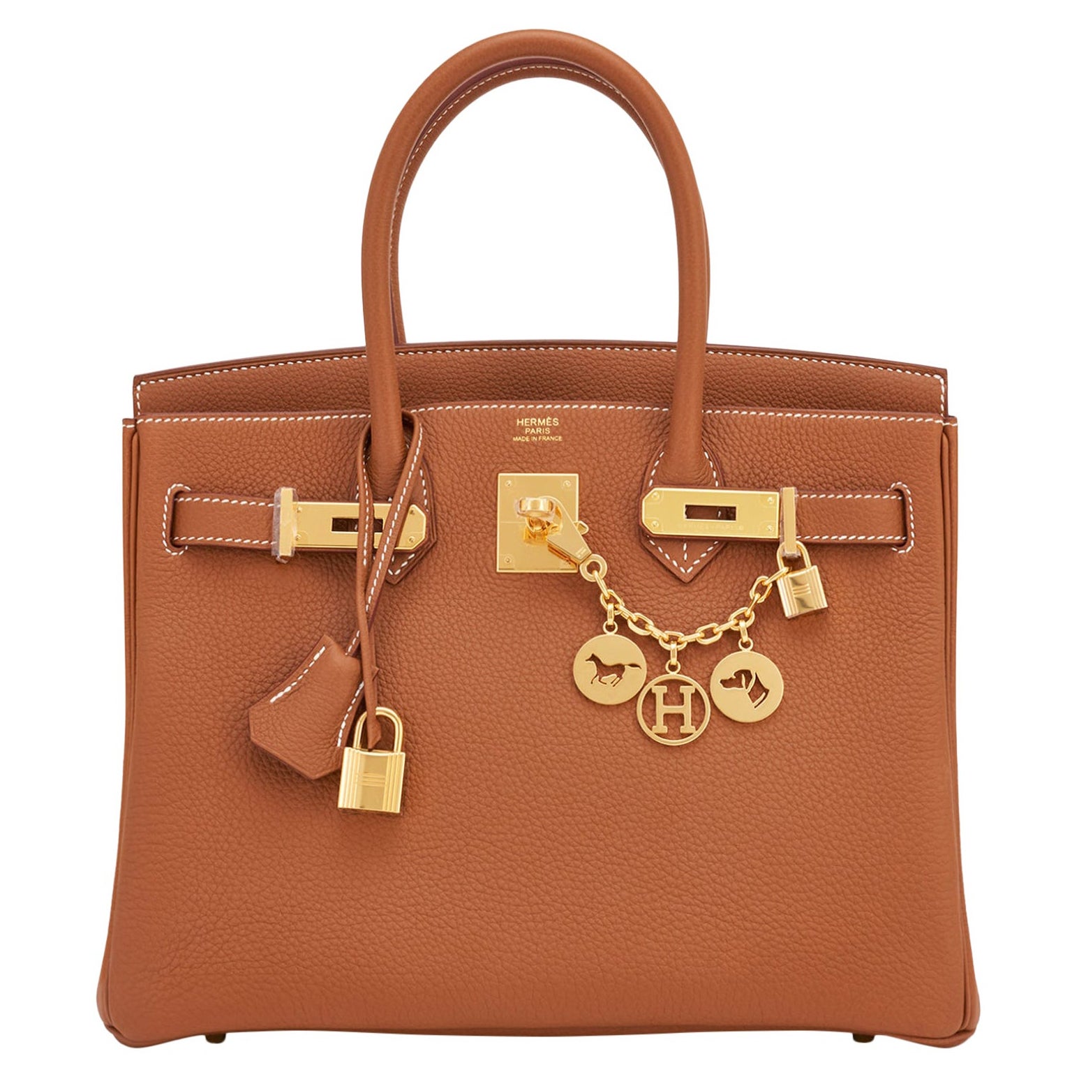 Hermes Birkin 30 Oro Tan Togo Borsa con Hardware Oro con Timbro, 2024