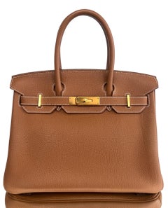 Hermes Birkin 30 Gold Tan Togo Leather Gold Hardware